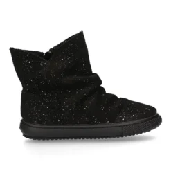 Botita niña en piel serraje negro con BRILLOS.