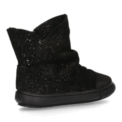 Botita niña en piel serraje negro con BRILLOS.
