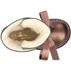 Botita niñas con LAZOS y forro BORREGO interior en piel metalizada.