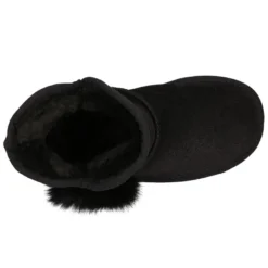Botita niña tipo Australiana con POMPÓN en piel serraje negro.