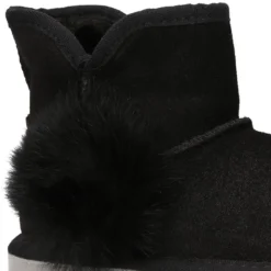Botita niña tipo Australiana con POMPÓN en piel serraje negro.