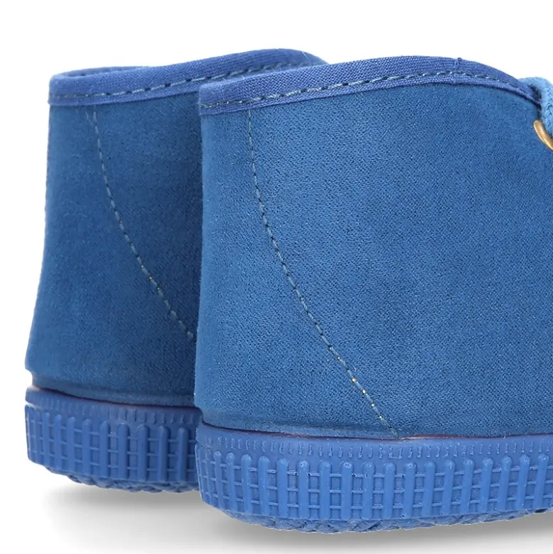 Botita niños CASUAL con cordones en Serratex azulón.