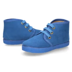 Botita niños CASUAL con cordones en Serratex azulón.