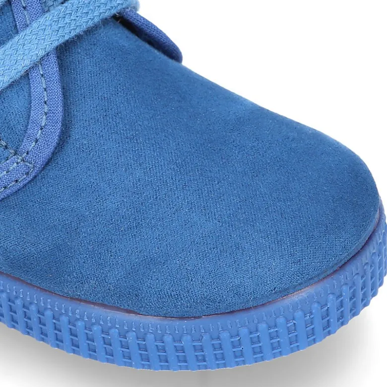 Botita niños CASUAL con cordones en Serratex azulón.