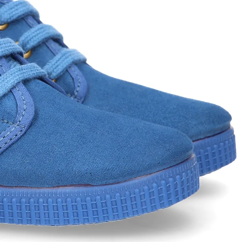 Botita niños CASUAL con cordones en Serratex azulón.