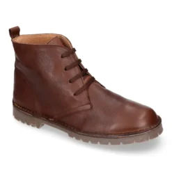 Botita niños con cordones en piel lisa y suela gruesa.