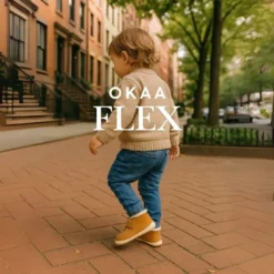 Botita niños respetuosa OKAA FLEX tipo Wallabee con cuello borrego en piel Nobuck.