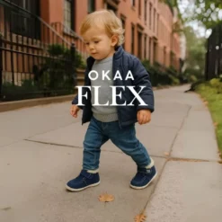 Botita niños respetuosa OKAA FLEX tipo Wallabee con cuello borrego en piel Nobuck.