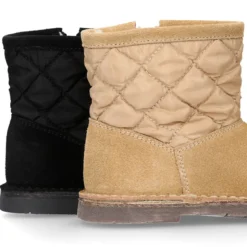 Botita niños tipo Australiana con cremallera y BORREGO interior en piel serraje y Nylon.