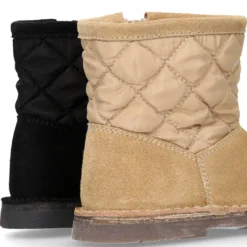 Botita niños tipo Australiana con cremallera y BORREGO interior en piel serraje y Nylon.