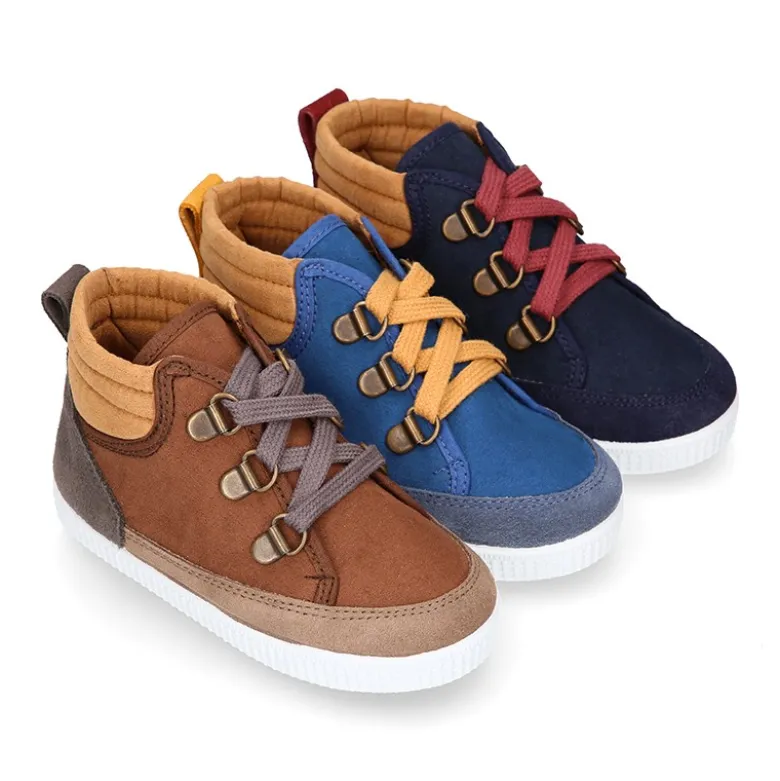 Botita niños tipo bamba estilo MONTAÑA con cordones en serratex.