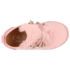Botita niños tipo MONTAÑA con cordones y lengüeta pelo.
