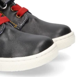 Botita niños tipo zapatilla OKAA CASUAL con cordones elásticos en piel MARINO.