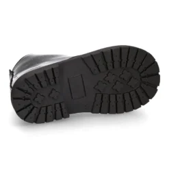 Botita ROCKERA niña con cordones metalizados en charol NEGRO.