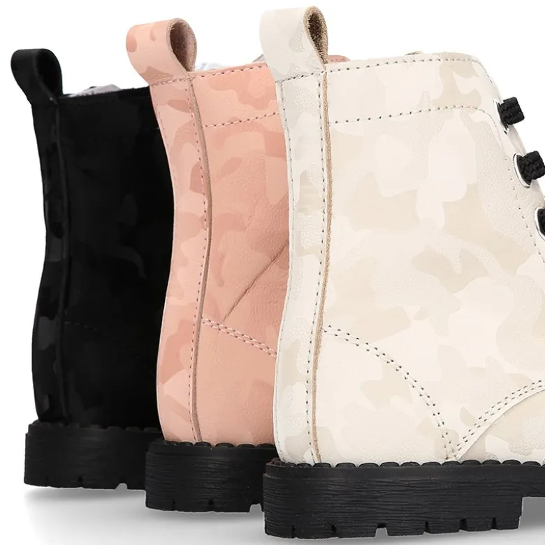 Botita ROCKERA niña cordones en piel tornasolada.