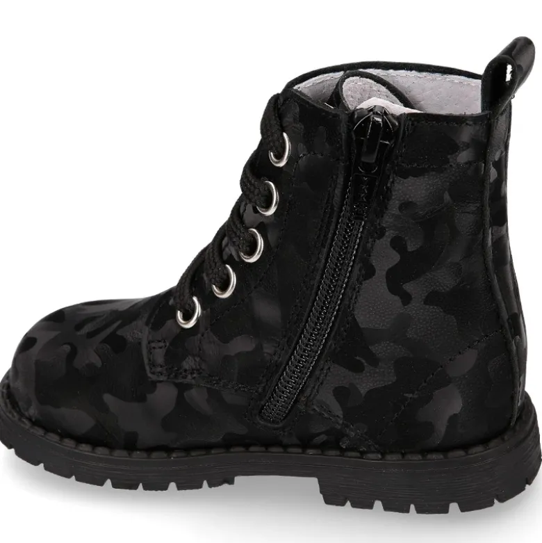 Botita ROCKERA niña cordones en piel tornasolada.