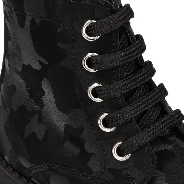 Botita ROCKERA niña cordones en piel tornasolada.