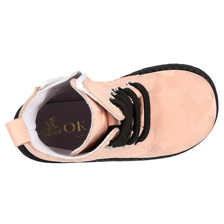 Botita ROCKERA niña cordones en piel tornasolada.