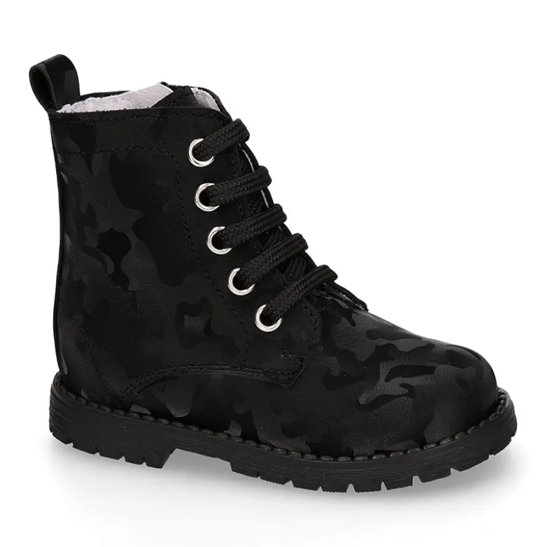 Botita ROCKERA niña cordones en piel tornasolada.