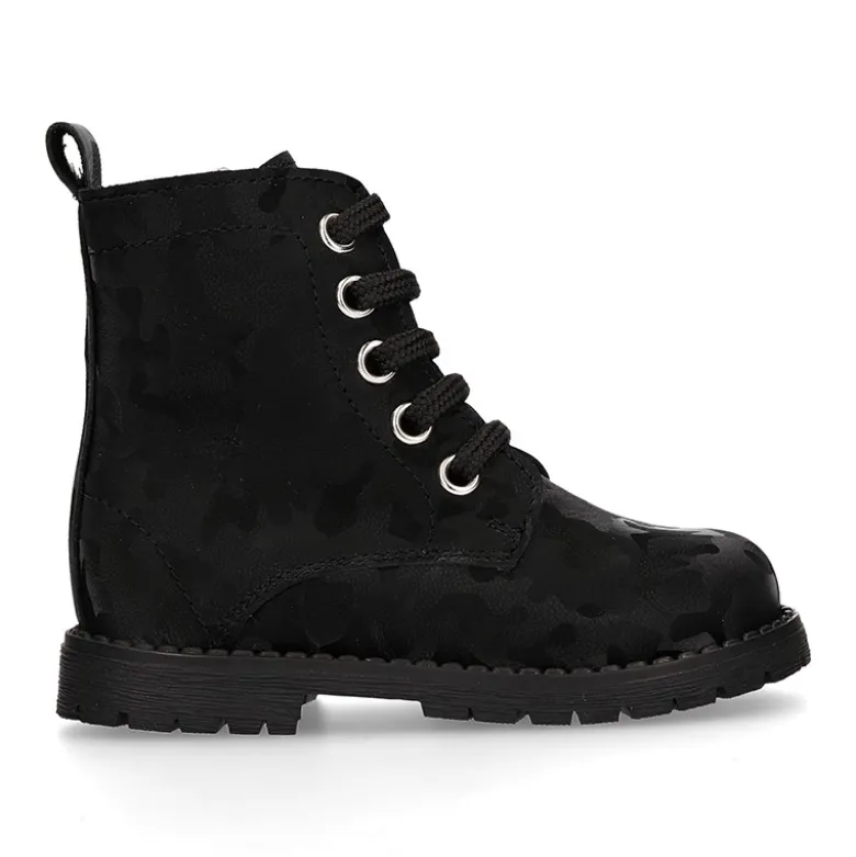 Botita ROCKERA niña cordones en piel tornasolada.