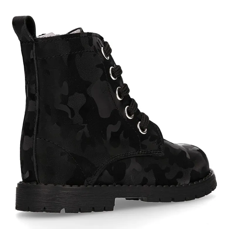 Botita ROCKERA niña cordones en piel tornasolada.
