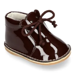 Botita Safari bebé osito con suela SUPER FLEXIBLE en piel charol.