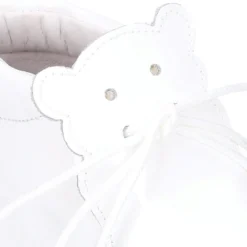 Botita Safari bebé osito con suela SUPER FLEXIBLE en piel charol BLANCO.