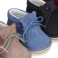 Botita safari bebé osito con suela súper flexible en piel serraje