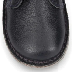 Botita safari niños con cordones en piel napa MADRAS en azul marino.
