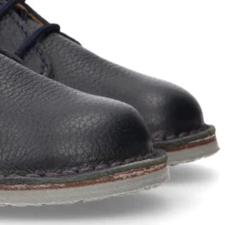 Botita safari niños con cordones en piel napa MADRAS en azul marino.