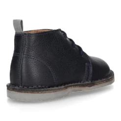 Botita safari niños con cordones en piel napa MADRAS en azul marino.