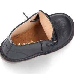Botita safari niños con cordones en piel en color marino.