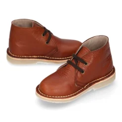 Botita safari niños para vestir con cordones en piel napa CUERO.