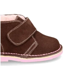Botita safari niños sin cordones con BORREGO interior en piel serraje.