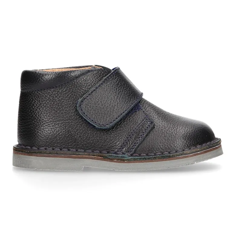 Botita safari niños sin cordones en piel.