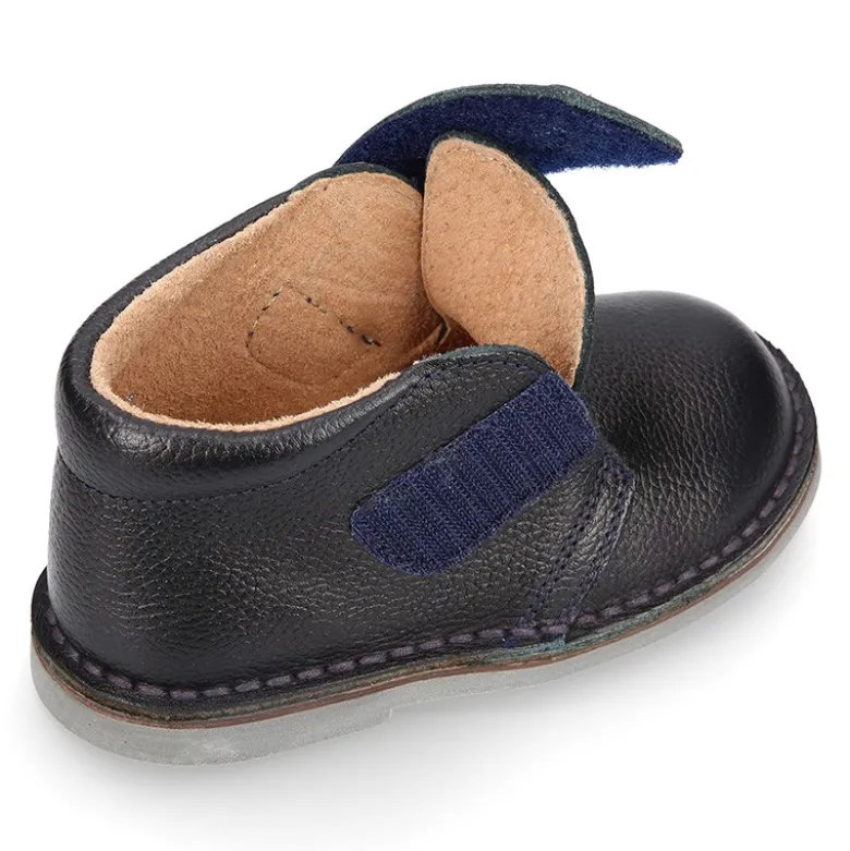 Botita safari niños sin cordones en piel.