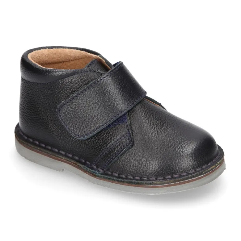 Botita safari niños sin cordones en piel.