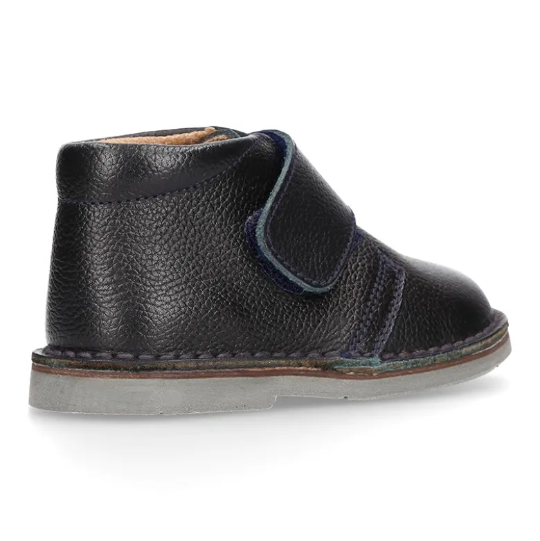 Botita safari niños sin cordones en piel.