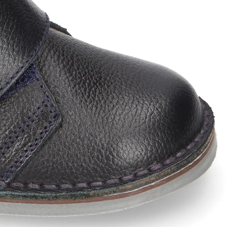 Botita safari niños sin cordones en piel.