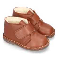 Botita safari niños sin cordones con BORREGO interior en piel EXTRA SUAVE.