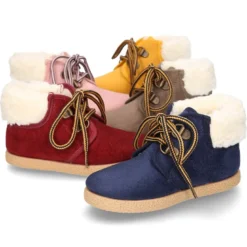 Botitas casual tipo montaña con cordones y BORREGO en Serratex.