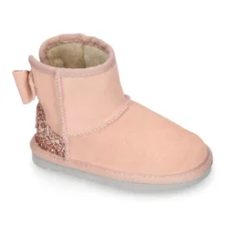 Botitas niña tipo Australianas niña en piel serraje con LAZO y GLITTER.