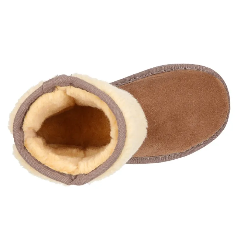 Botitas niño tipo Australianas con cuello PELUCHE en piel serraje.