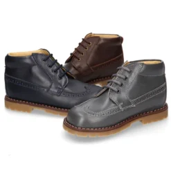 Botita vestir niño con cordones en piel VINTAGE colores otoñales.