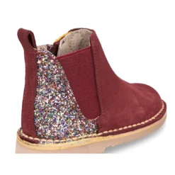 Botín con elástico y cremallera con talonera en glitter.