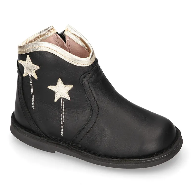 Botín niña con cremallera en piel napa con ESTRELLAS.