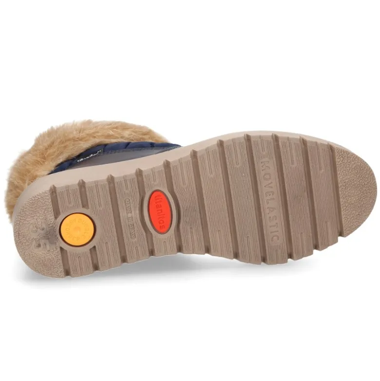 Botín niña con cuello de PELO y suela gruesa en piel napa combinada con nylon.