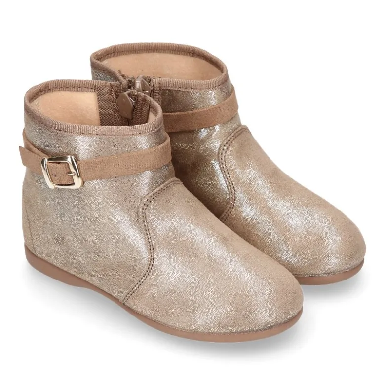 Botín niña con diseño con HEBILLA en Serratex con BRILLOS.