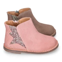 Botín niña con elástico GLITTER y cremallera en piel serraje brillos.