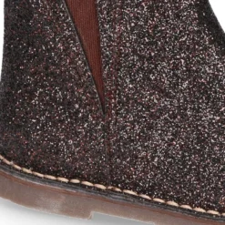 Botín niña con elástico y cremallera en piel GLITTER.